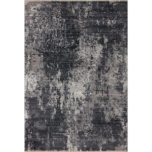 Samra Charcoal/Silver 9 ft. 6 in. x 13 ft. 1 in. Modern Abstract Marble Area Rug