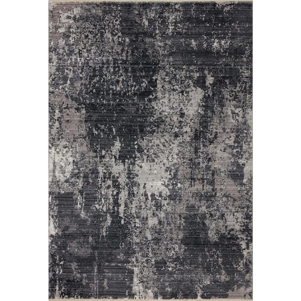 LOLOI II Samra Charcoal/Silver 9 ft. 6 in. x 13 ft. 1 in. Modern Abstract Marble Area Rug