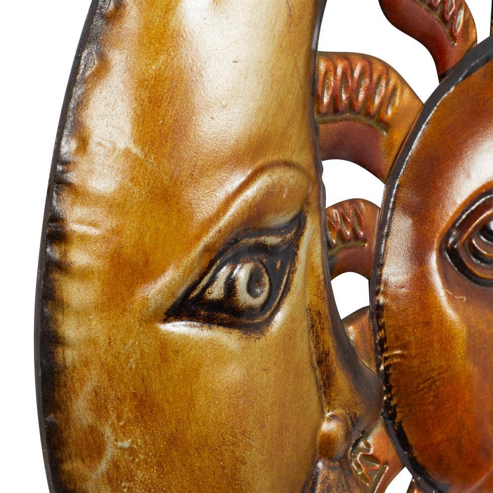 Red Metal Sun and Moon Indoor Outdoor Wall Decor