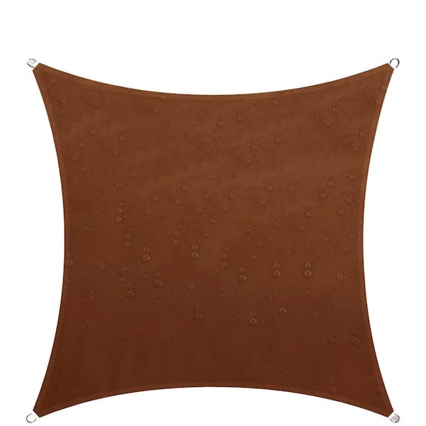 COLOURTREE 9.5 ft. x 9.5 ft. 220 GSM Waterproof Brown Square Sun Shade Sail Screen Canopy, Outdoor Patio and Pergola Cover