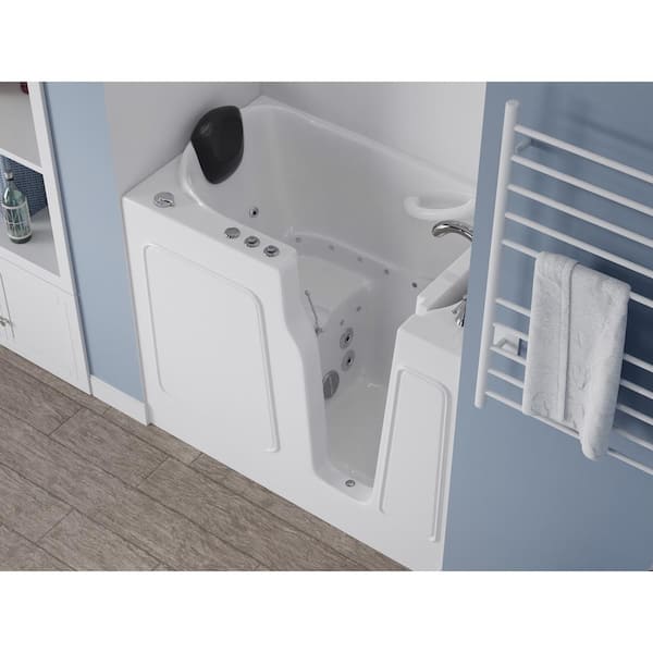 HD Series 46 in. Right Drain Quick Fill Walk-In Whirlpool and Air Bath Tub with Powered Fast Drain in White HD Series 46 in. Right Drain Quick Fill Walk-In Whirlpool and Air Bath Tub with Powered Fast Drain in White