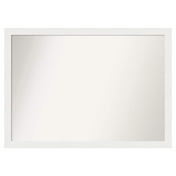 Amanti Art Vanity White Narrow 49.5 in. x 35.5 in. Cusom Non-Beveled Framed Bathroom Vanity Wall Mirror