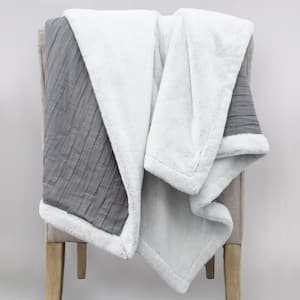 Matelasse Reversible Gray Throw Blanket