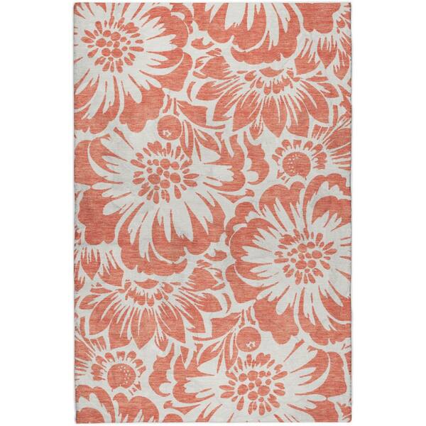 Dream Shag Premium Machine Washable Abstract ADS551 Salmon 5 ft. x 7 ft. 6 in. Area Rug