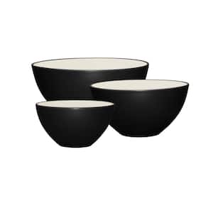Colorwave Graphite Black Stoneware 3-Piece Bowl Set (sm, med, lrg)