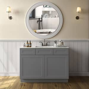 42 in. W x 21 in. D x 34.5 in. H in Shaker Grey Plywood Ready to Assemble Floor Vanity Sink Base Kitchen Cabinet