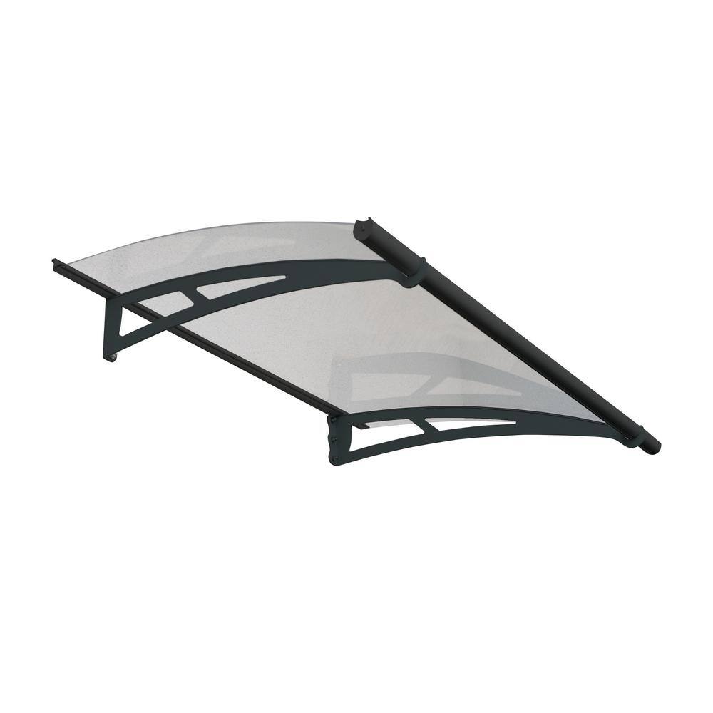 Modern Black and Clear Polycarbonate Door Awning with Metal Frame