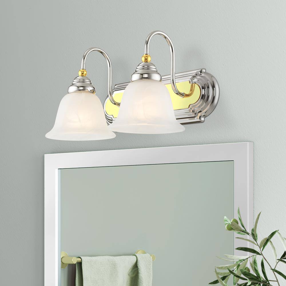 Belmont 2-Light Polished Chrome and Brass Vanity Fixture