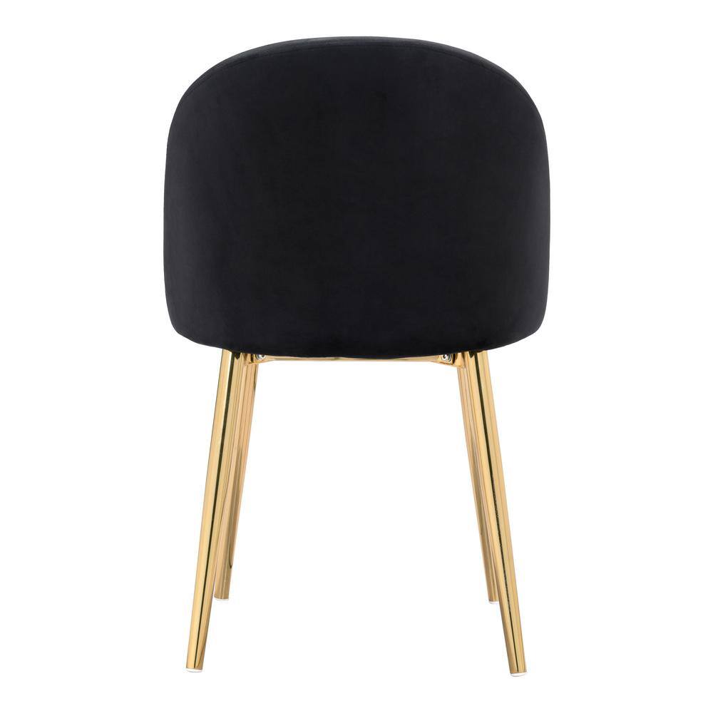 Black Upholstered Metal and Wood Side Chairs, Set of 2