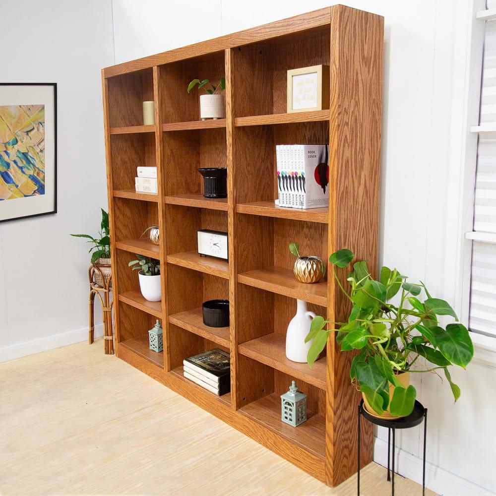Classic Farmhouse 72" Adjustable Dry Oak Wood Bookcase