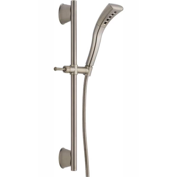 Delta 1-Spray Patterns 1.75 GPM 2.3 in. Wall Mount Handheld Shower Head with Slide Bar and H2Okinetic in Stainless