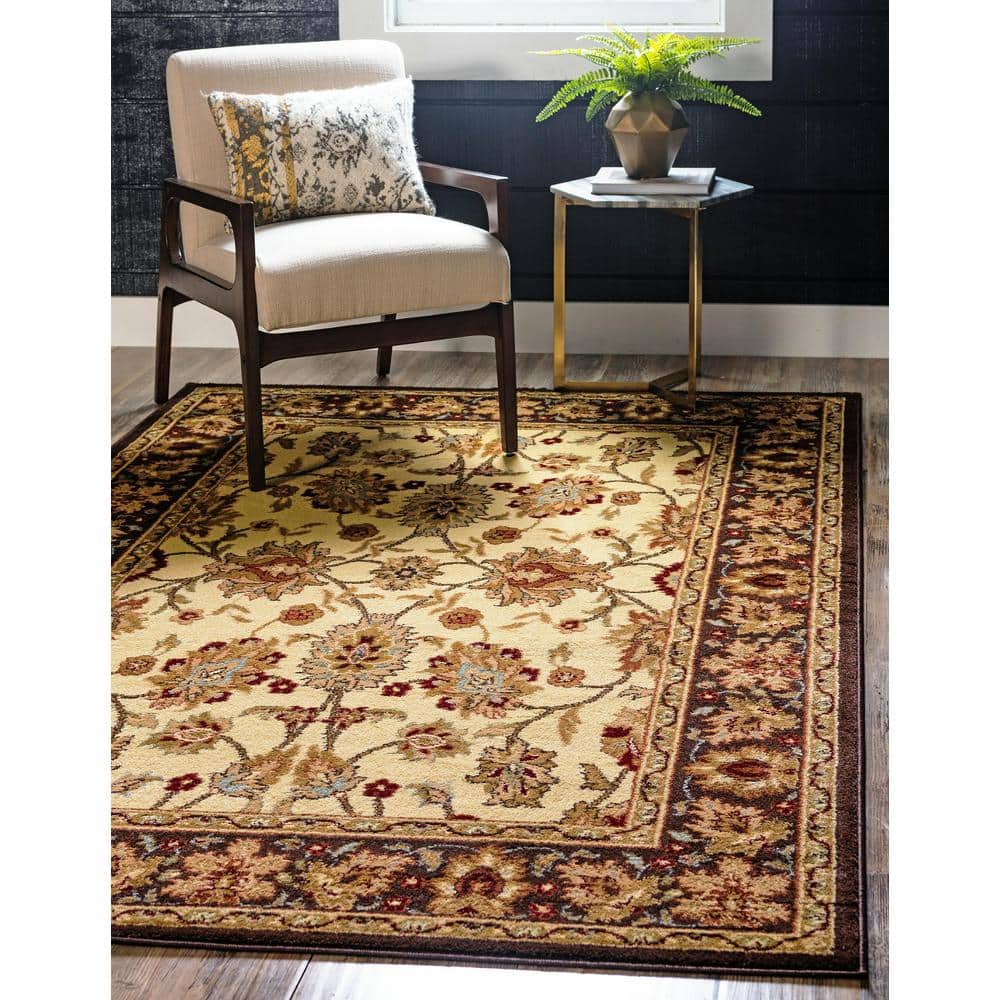 Handmade Cream Synthetic Rectangular Stain-Resistant Area Rug