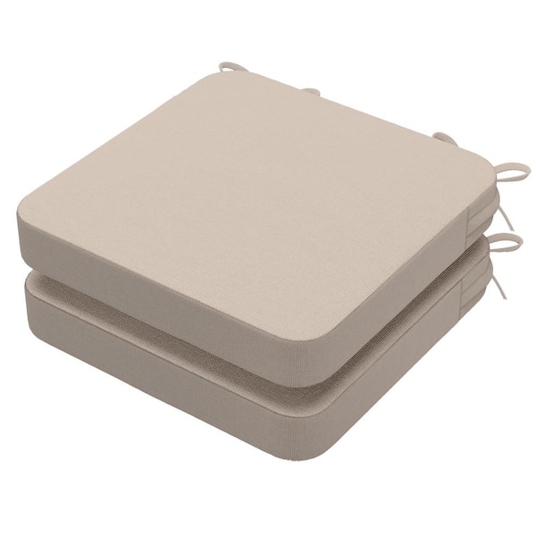 AAAAAcessories 16 in. x 16 in. Indoor Round Square Corner Removable Non-slip Chair Cushion in Beige (2-Pack)
