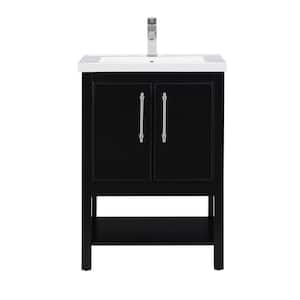 Taylor 24.4 in. W x 18 in. D x 34 in. H Bath Vanity in Black with Ceramic Vanity Top in White with White Sink