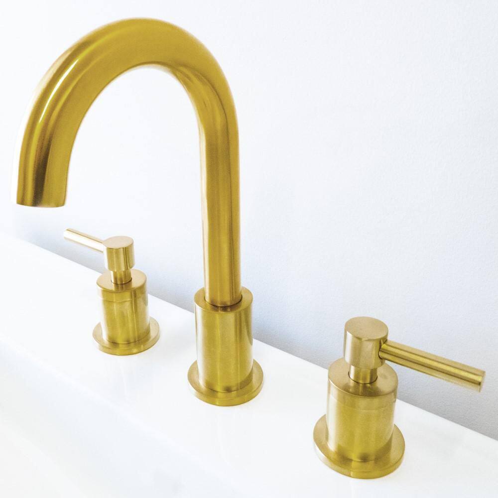 Gold Stainless Steel Double-Handle Widespread Bathroom Faucet