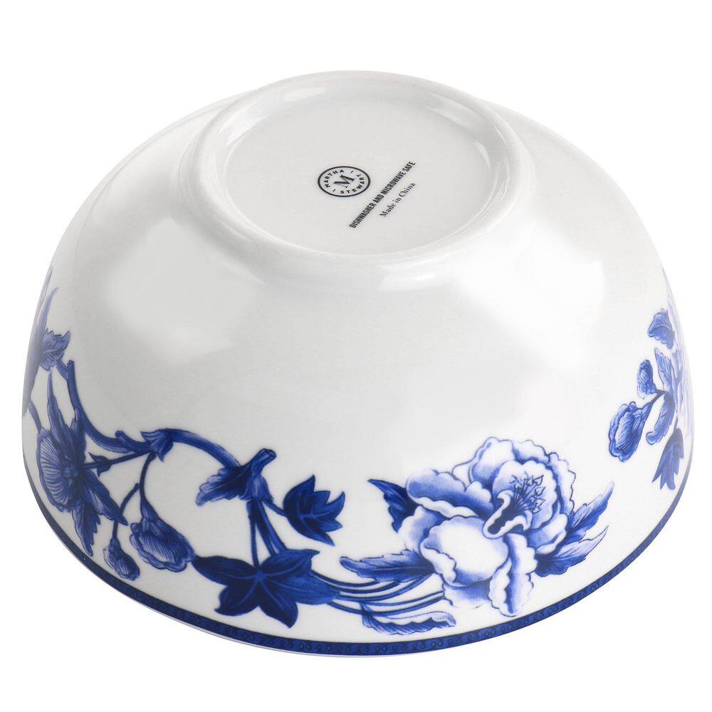 Cobalt Blue Floral Ceramic Dinnerware Set, Service for 4