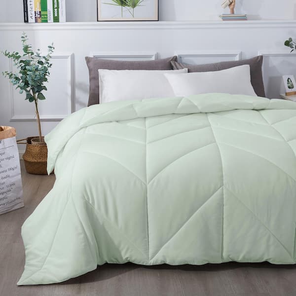 Unbranded Chevron Stitch All Season Green King Down Alternative Comforter