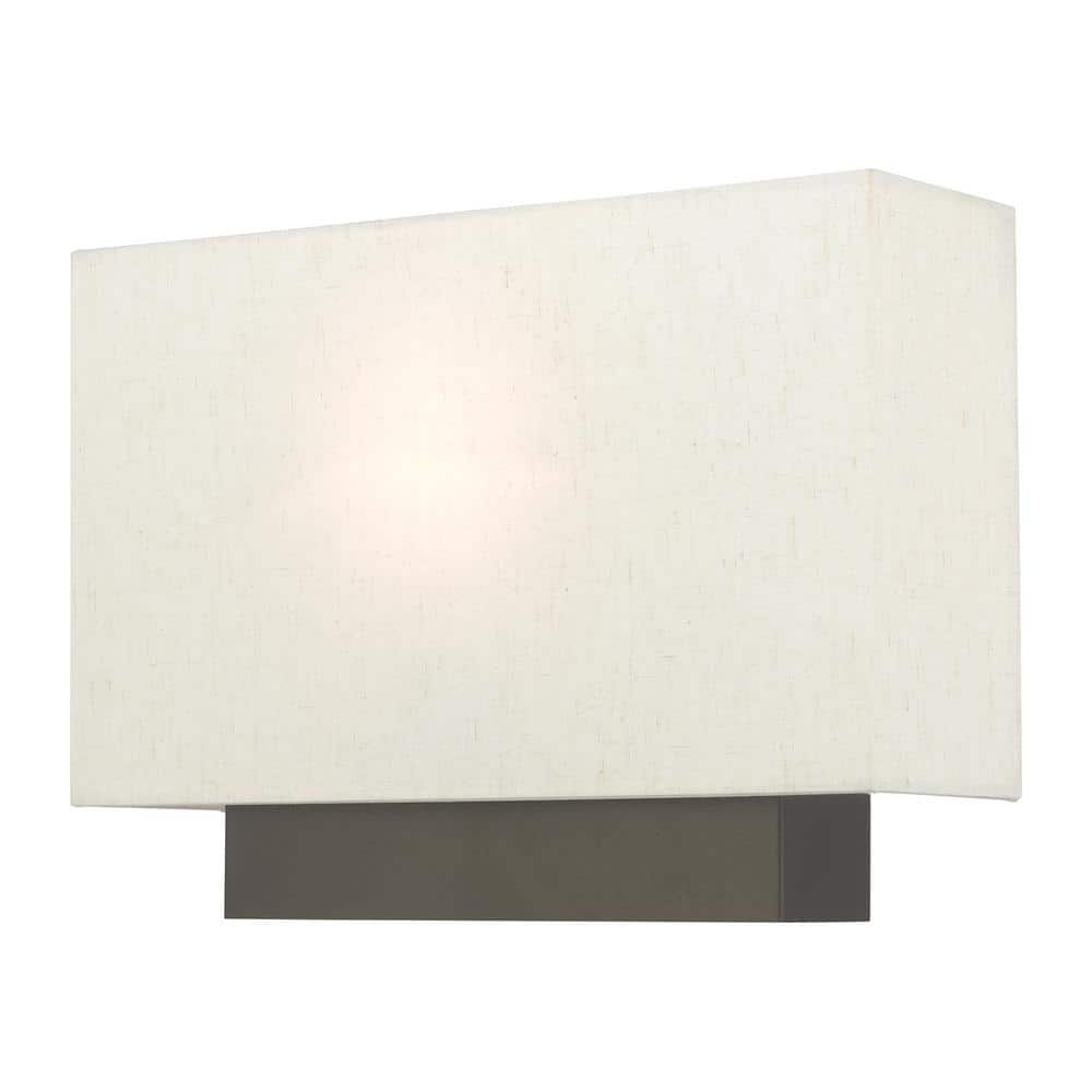 Meadow Modern English Bronze 1-Light ADA Sconce with Oatmeal Shade