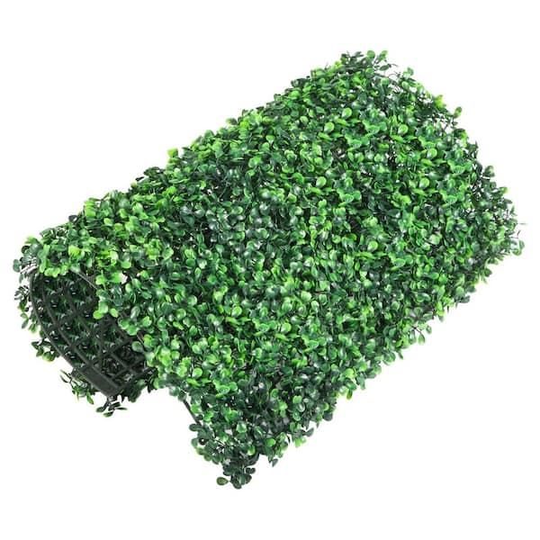 20 in. x 20 in. Green Artificial Boxwood Hedge Panel for Privacy Fence Backdrop Indoor Outdoor Wall Decor, 24-Pieces