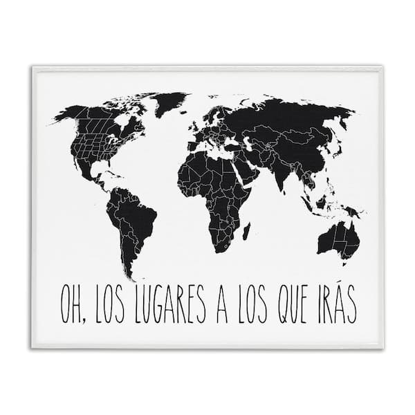 Stupell Industries Places to Go Translation by Lettered and Lined White Framed Typography Giclee Art Print 11 in. x 14 in.