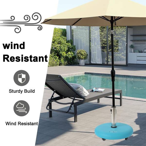 86 lb hampton bay patio umbrella base YLLN 86 lbs. Outdoor Patio Umbrella Base with Wheels, Heavy Duty Weighted Free-Standing Design for Stability in Blue