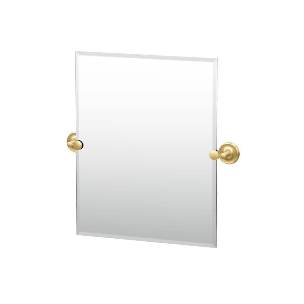 24" x 24.5" Frameless Beveled Rectangular Mirror with Brass Mount