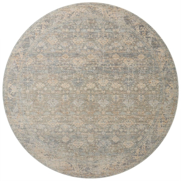 Angela Rose Blake 5 ft. 3 in. x 5 ft. 3 in. Round Sky / Beige Transitional Area Rug