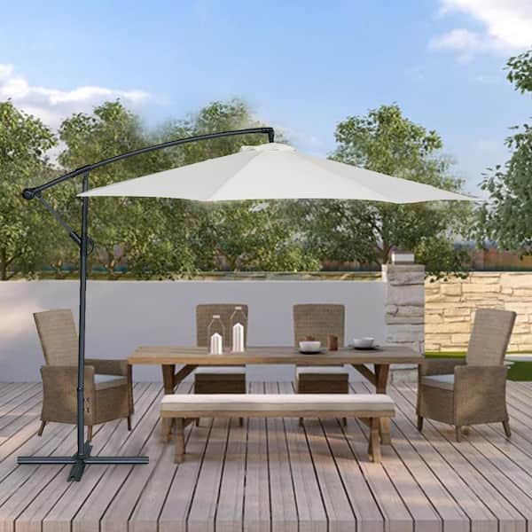 Maincraft 9.6 ft. Iron Cantilever Patio Umbrella in Beige