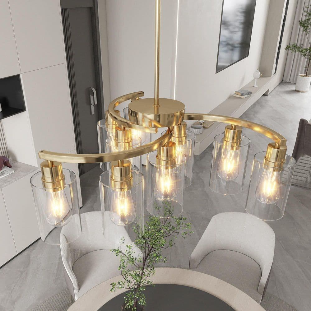 Avex 9-Light Gold Modern Farmhouse Pendant Light with Clear Glass Shade, No Bulbs Included price history on PriceWatchPro