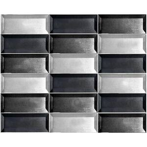 Metallic Gray & Silver Beveled Rectangle Mosaic 2 in. x 4 in. Glossy Glass Decorative Backsplash Wall Tile (1 Sq. ft.)