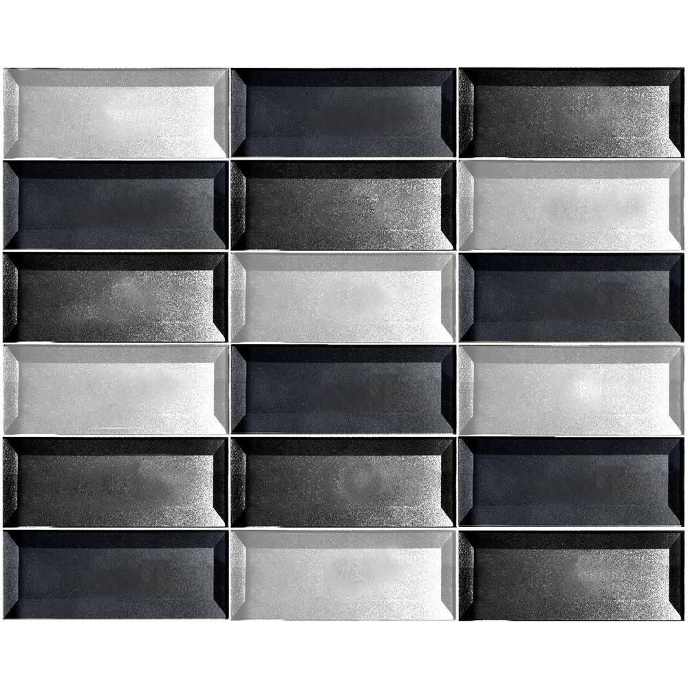 Metallic Gray and Silver 12x12 Glass Mosaic Tile