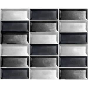 Transitional Design Silver Beveled Rectangle Mosaic 12 in. x 12 in. Glass Decorative Wall Tile (10 Sq. Ft./Case)