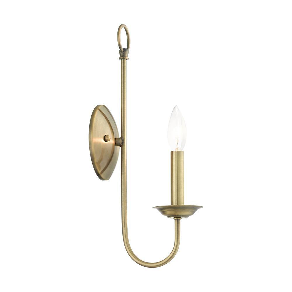 Estate Antique Brass Dimmable Wall Sconce - 16" High