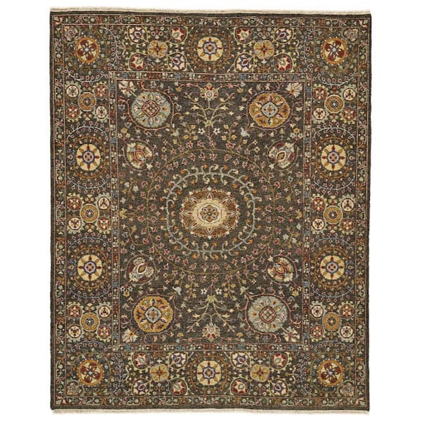 HomeRoots 2 X 3 Brown, Gold Geometric Area Rug