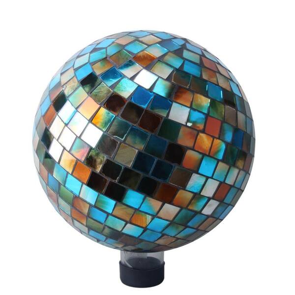 Alpine Corporation 10 in. Blue/Amber Mosaic Gazing Ball