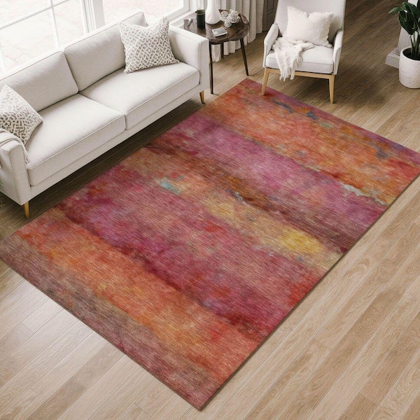 Chantille Machine Washable Indoor/Outdoor Abstract ACN2311 Pink 3 ft. x 4 ft. Area Rug
