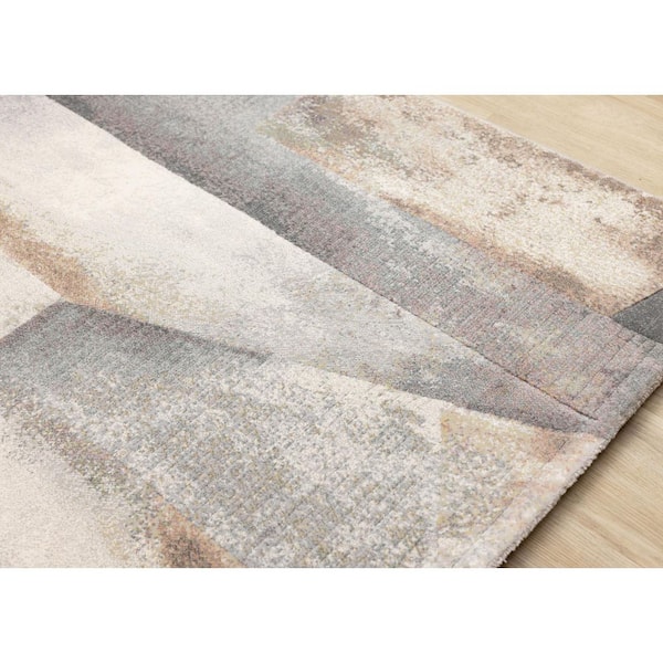 Aethera Collections 5 ft. x 8 ft. Grey Distressed, Geometric Indoor Area Rug