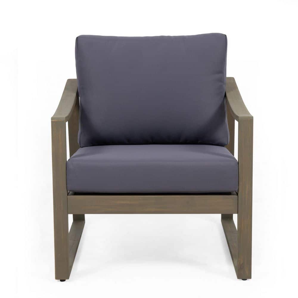 Dark Grey Slat Panel with Water-Resistant Cushions Acacia Wood Outdoor Lounge Chair Durable Construction price history on PriceWatchPro