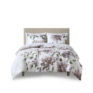 Floral Mauve Polyester Twin Comforter Set with Bed Sheets