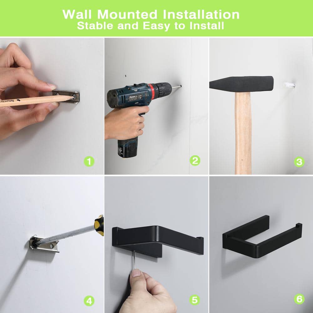 Matte Black Stainless Steel Wall-Mount Toilet Paper Holder