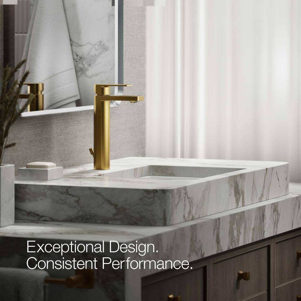 Vibrant Brushed Moderne Brass Tall Single-Handle Bathroom Faucet