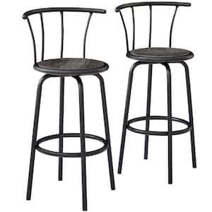 Bar Stools Set of 2 with Back Metal Barstools Tall Chair for Indoor Outdoor Pub Kitchen, Height 27.3 in., Charcoal Grey