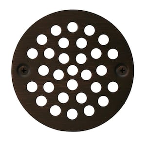 4-1/4 in. Round Stamped Replacement Coverall Strainer in Old World Bronze for Shower/Floor Drains