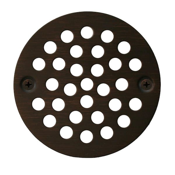 JONES STEPHENS 4-1/4 in. Round Stamped Replacement Coverall Strainer in Old World Bronze for Shower/Floor Drains