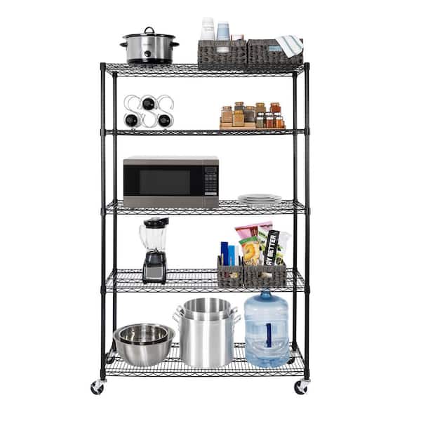 Floor Standing Movable Kitchen Shelf Household Large Capacity