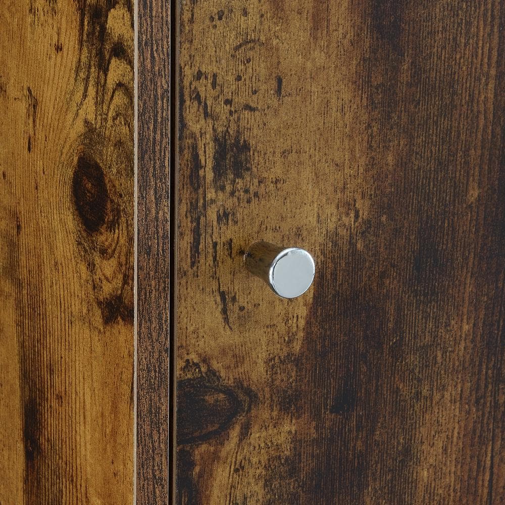 Traditional Barnwood Storage Cabinet with Shelving and Doors