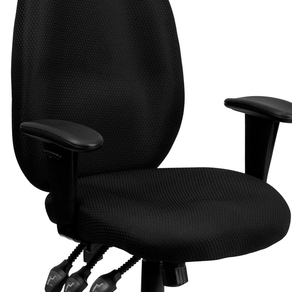 ErgoFlex High Back Executive Swivel Chair with Lumbar Support, Black Nylon