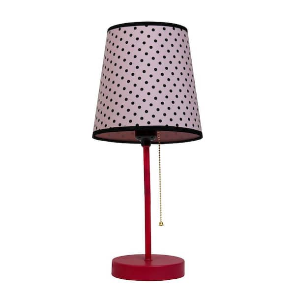LimeLights 15 in. Pink and Black Polka Dot Fun Prints Table Lamp