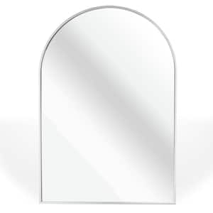 20 in. W x 30 in. H Aluminum Arched Silver Wall Mirror- Thin Profile Contemporary
