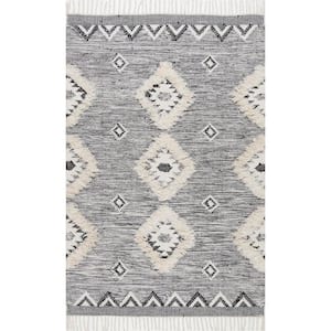 Savannah Moroccan Fringe Black Doormat 3 ft. x 5 ft. Area Rug